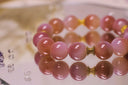 Close-up of Red Silk handmade crystal bracelet details
