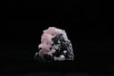 Rare Pink rose calcite (Orange UV Light) with clear quartz on black tourmaline