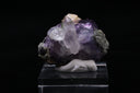 Unique Purple Fluoride with Calcite Flower (UV Red Light)